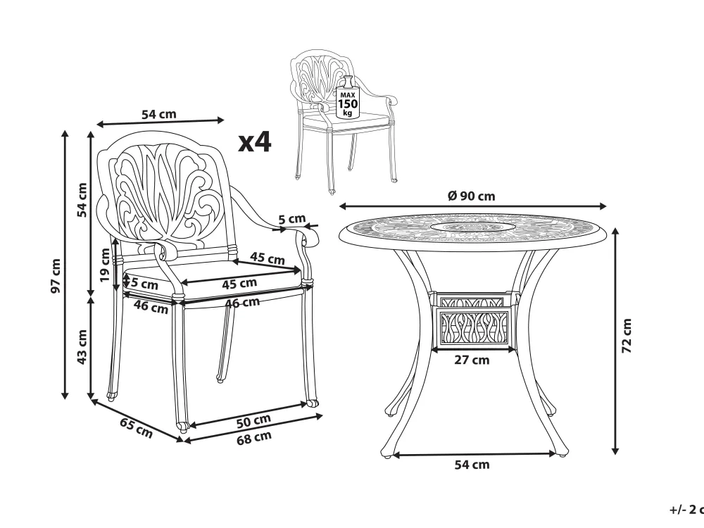 Ulkokalusteet<Beliani 4-Istuttava Ulkoruokailuryhma Alumiini Valkoinen Ancona