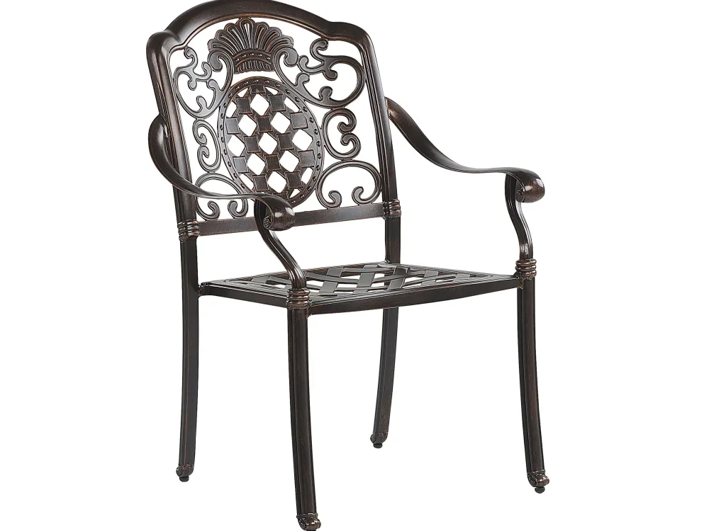 Ulkokalusteet<Beliani 4-Istuttava Ulkoruokailuryhma Aurinkovarjolla Alumiini Tummanruskea Salento