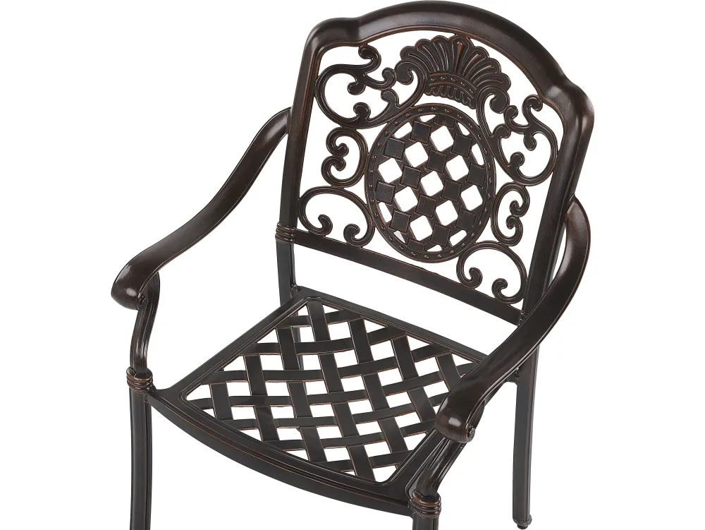 Ulkokalusteet<Beliani 4-Istuttava Ulkoruokailuryhma Aurinkovarjolla Alumiini Tummanruskea Salento