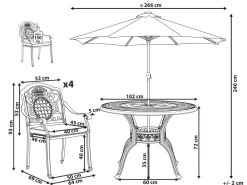 Ulkokalusteet<Beliani 4-Istuttava Ulkoruokailuryhma Aurinkovarjolla Alumiini Tummanruskea Salento
