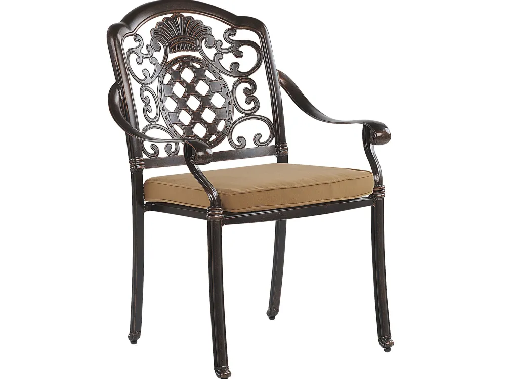 Ulkokalusteet<Beliani 4-Istuttava Ulkoruokailuryhma Aurinkovarjolla Alumiini Tummanruskea Salento