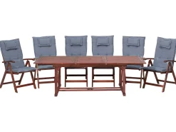 Discount Beliani 6-Istuttava Ulkoruokailuryhma Akasiapuu Sininen Toscana