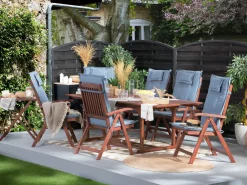 Discount Beliani 6-Istuttava Ulkoruokailuryhma Akasiapuu Sininen Toscana