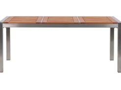 Outlet Beliani 6-Istuttava Ulkoruokailuryhma Eukalyptuspuutaso Tekstiilituolit Harmaa Grosseto