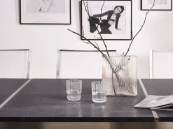 Cheap Beliani 8-Istuttava Ulkoruokailuryhma Poltettu Graniittitaso Tekstiilituolit Musta/Valkoinen Grosseto