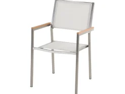 Cheap Beliani 8-Istuttava Ulkoruokailuryhma Poltettu Graniittitaso Tekstiilituolit Musta/Valkoinen Grosseto