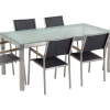 Ulkokalusteet<Beliani 6-Istuttava Ulkoruokailuryhma Lasitaso Tekstiilituolit Kirkas/Musta Grosseto