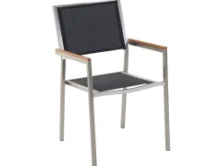 Ulkokalusteet<Beliani 6-Istuttava Ulkoruokailuryhma Lasitaso Tekstiilituolit Kirkas/Musta Grosseto