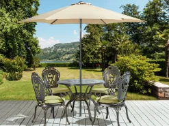 Best Beliani 4-Istuttava Ulkoruokailuryhma Aurinkovarjolla Alumiini Ruskea Sapri