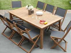 Ulkokalusteet<Beliani 8-Istuttava Ulkoruokailuryhma Ja Aurinkotuolit Akaasia Vaalea Puu Cesana