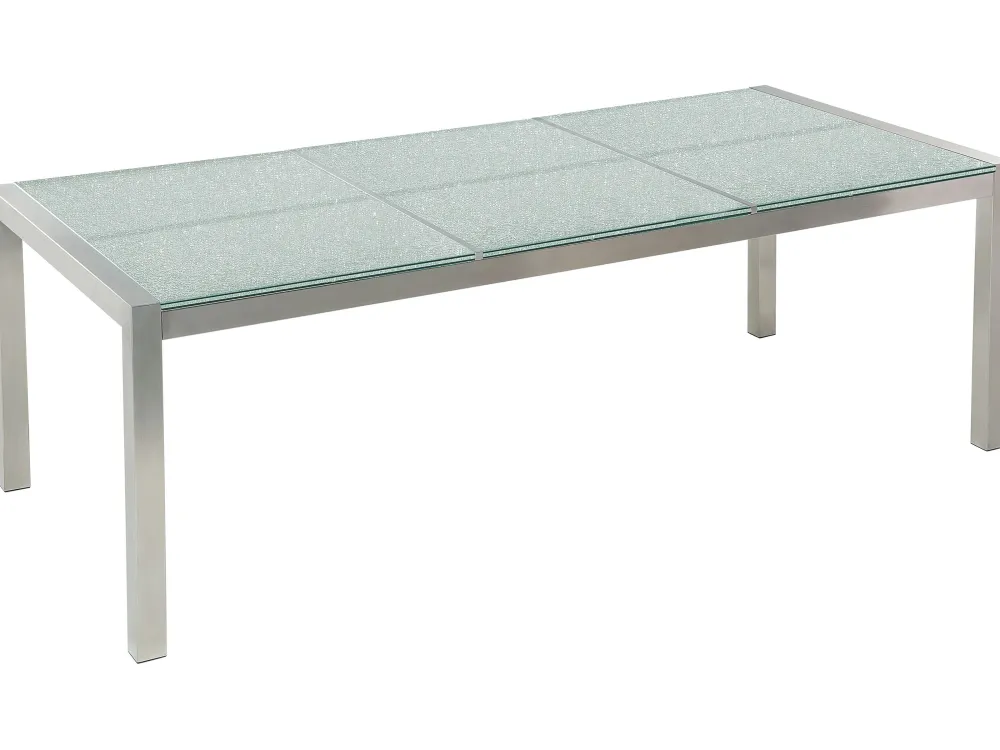 Ulkokalusteet<Beliani 6-Istuttava Ulkoruokailuryhma 3-Osainen Lasitaso Tekstiilituolit Harmaa Grosseto