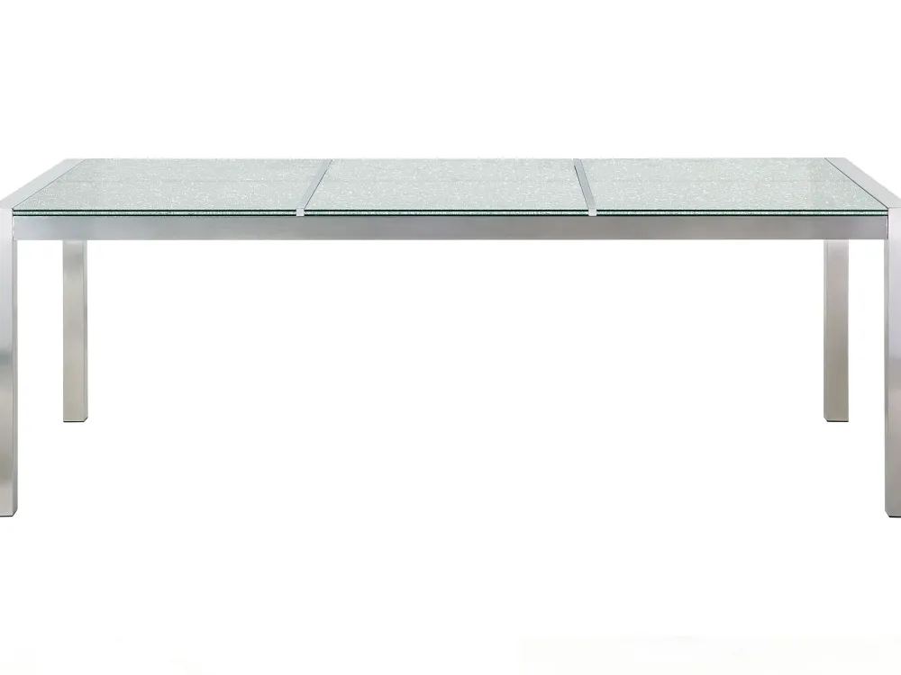 Ulkokalusteet<Beliani 6-Istuttava Ulkoruokailuryhma 3-Osainen Lasitaso Tekstiilituolit Harmaa Grosseto