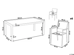 Hot Beliani 6-Istuttava Ulkoruokailuryhma Lasitaso Tekstiilituolit Musta/Harmaa Grosseto