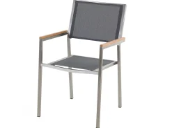 Hot Beliani 6-Istuttava Ulkoruokailuryhma Lasitaso Tekstiilituolit Musta/Harmaa Grosseto