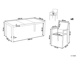 Ulkokalusteet<Beliani 8-Istuttava Ulkoruokailuryhma 3-Osainen Graniittitaso Tekstiilituolit Musta/Valkoinen Grosseto