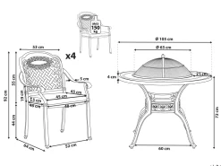 Clearance Beliani 4-Istuttava Ulkoruokailuryhma Alumiini Grilli Tummanruskea Manfria