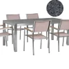 Ulkokalusteet<Beliani 6-Istuttava Ulkoruokailuryhma Graniittitaso Tekstiilituolit Harmaa/Beige Grosseto