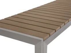 Outlet Beliani 6-Istuttava Ulkoruokailuryhma Alumiini Vaalea Puu Nardo