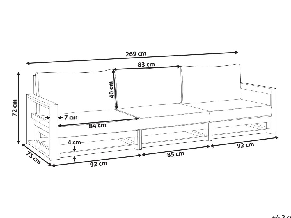 Ulkokalusteet<Beliani 3-Istuttava Ulkosohva Akaasia Mahonginruskea Timor Ii
