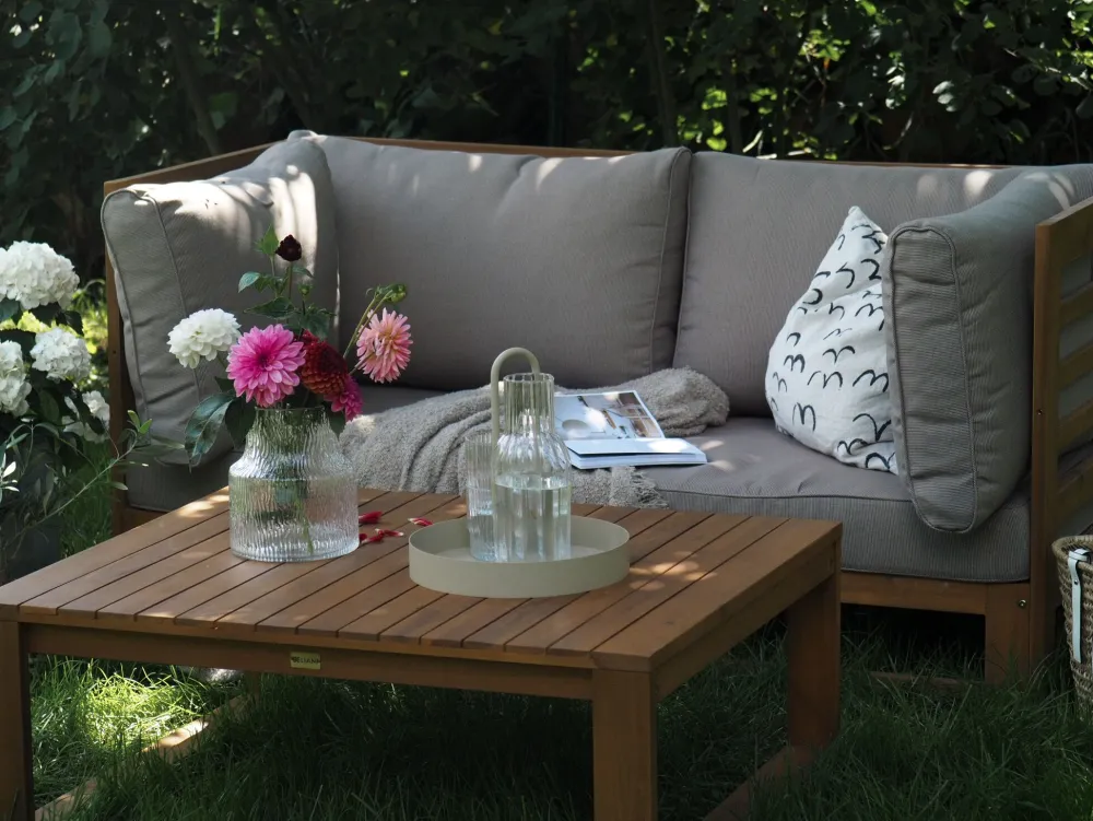 Ulkokalusteet<Beliani 2-Istuttava Ulkosohva Akasiapuu Ruskeanharmaa Trani