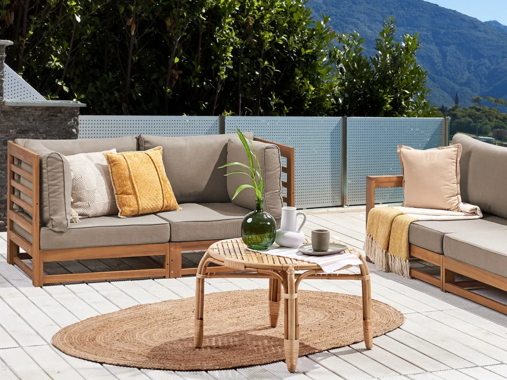 Ulkokalusteet<Beliani 2-Istuttava Ulkosohva Akasiapuu Ruskeanharmaa Trani