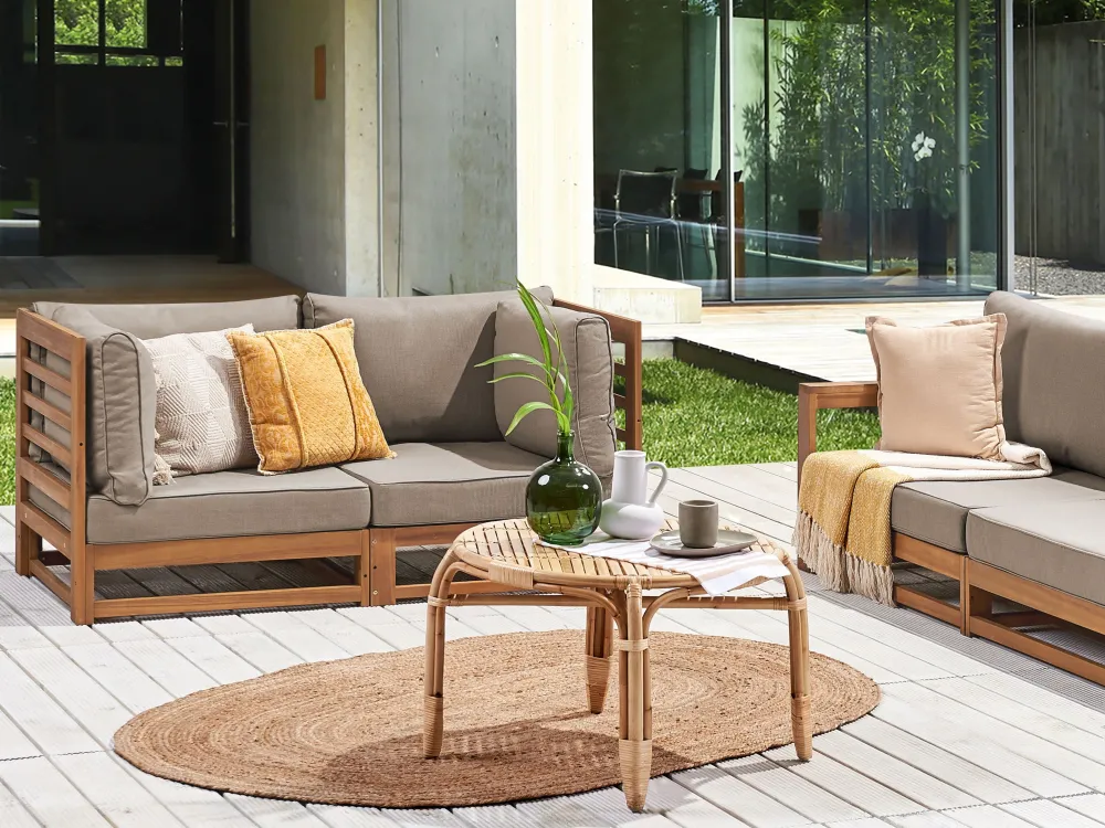 Ulkokalusteet<Beliani 2-Istuttava Ulkosohva Akasiapuu Ruskeanharmaa Trani