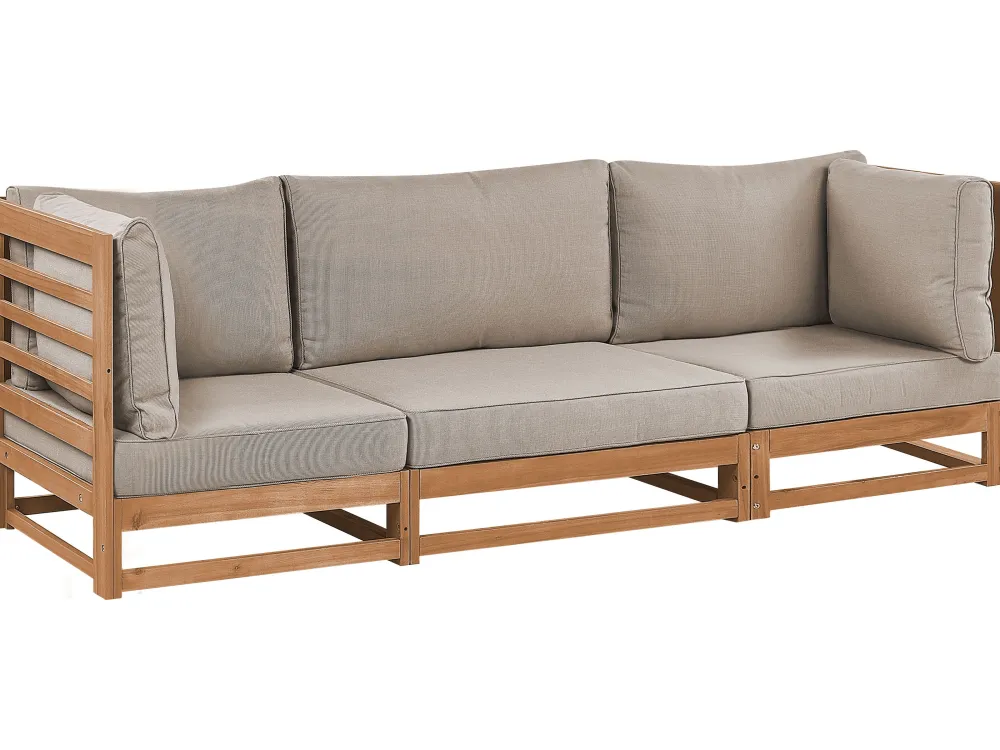 Clearance Beliani 3-Istuttava Ulkosohva Akasiapuu Ruskeanharmaa Trani