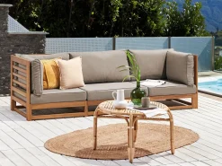 Clearance Beliani 3-Istuttava Ulkosohva Akasiapuu Ruskeanharmaa Trani