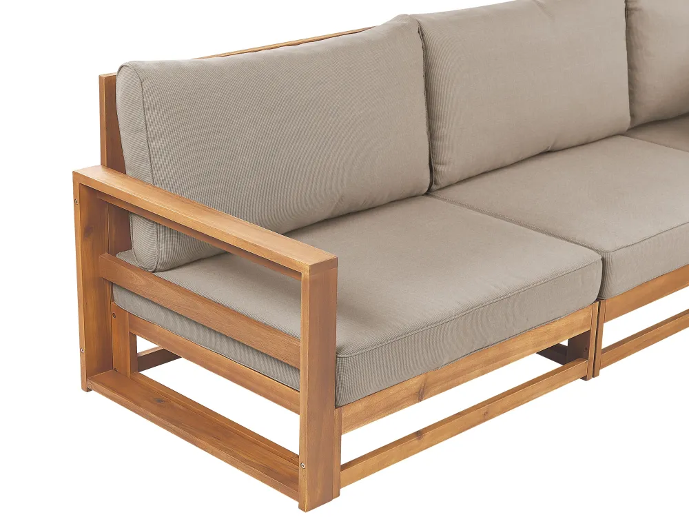 Clearance Beliani 3-Istuttava Ulkosohva Akasiapuu Ruskeanharmaa Trani