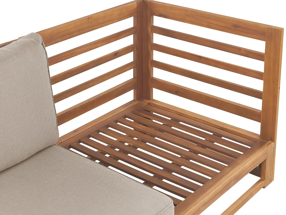 Clearance Beliani 3-Istuttava Ulkosohva Akasiapuu Ruskeanharmaa Trani