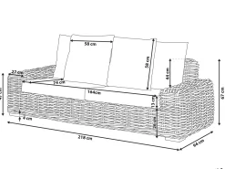 Fashion Beliani 3-Istuttava Ulkosohva Rottinkinen Ruskea Forli