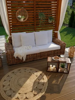 Fashion Beliani 3-Istuttava Ulkosohva Rottinkinen Ruskea Forli