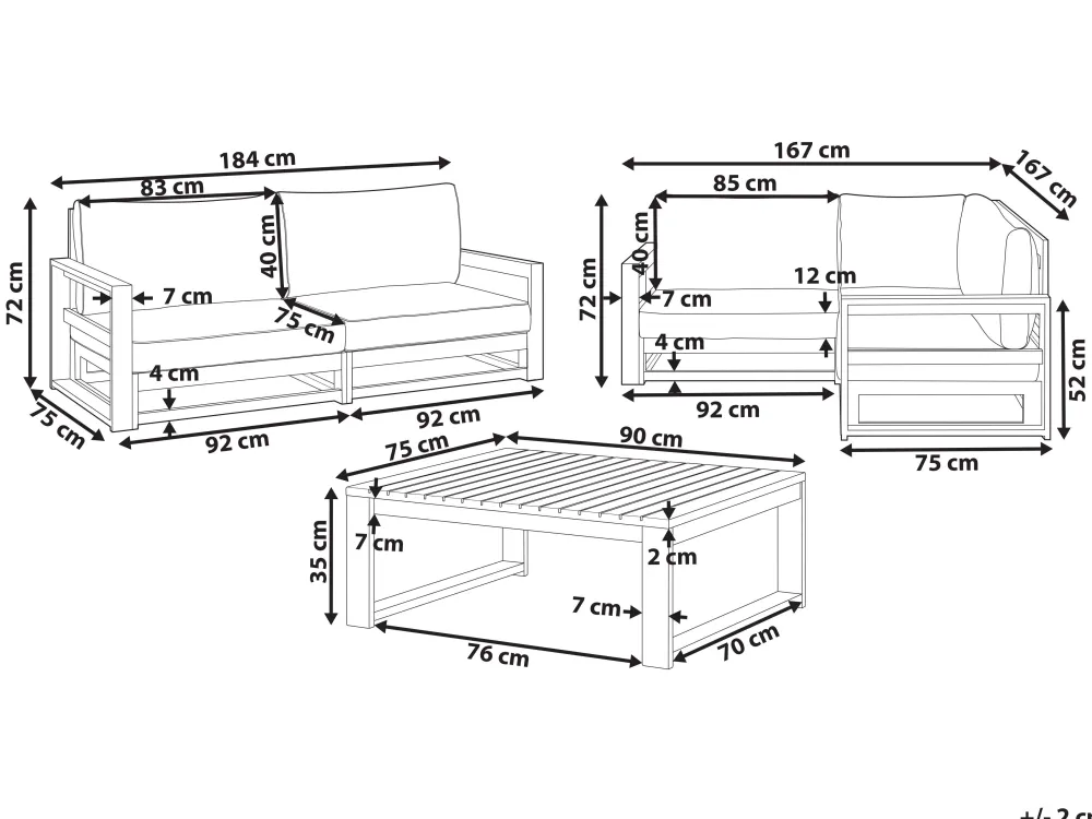 Ulkokalusteet<Beliani 4-Istuttava Ulkosohvaryhma Akaasia Mahonginruskea Timor Ii