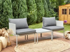 Discount Beliani 2-Istuttava Ulkosohvaryhma Alumiini Vaaleanharmaa Terracina