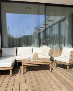 Ulkokalusteet<Beliani 4-Istuttava Ulkosohvaryhma Akasiapuu Vasenk. Valkoinen Cremona