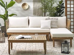 Ulkokalusteet<Beliani 4-Istuttava Ulkosohvaryhma Akasiapuu Vasenk. Valkoinen Cremona