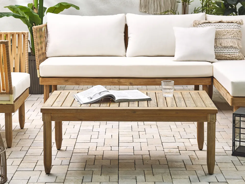 Ulkokalusteet<Beliani 4-Istuttava Ulkosohvaryhma Akasiapuu Vasenk. Valkoinen Cremona