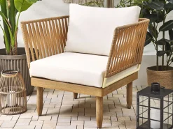 Ulkokalusteet<Beliani 4-Istuttava Ulkosohvaryhma Akasiapuu Vasenk. Valkoinen Cremona