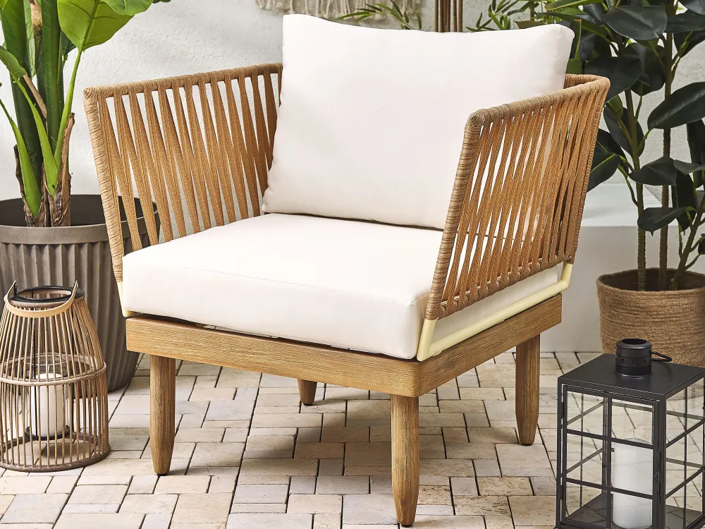 Ulkokalusteet<Beliani 4-Istuttava Ulkosohvaryhma Akasiapuu Vasenk. Valkoinen Cremona