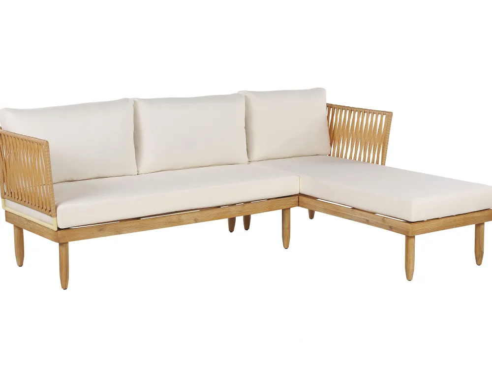 Ulkokalusteet<Beliani 4-Istuttava Ulkosohvaryhma Akasiapuu Vasenk. Valkoinen Cremona