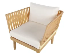 Ulkokalusteet<Beliani 4-Istuttava Ulkosohvaryhma Akasiapuu Vasenk. Valkoinen Cremona