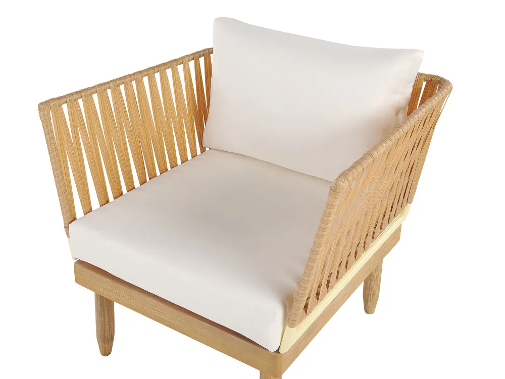 Ulkokalusteet<Beliani 4-Istuttava Ulkosohvaryhma Akasiapuu Vasenk. Valkoinen Cremona