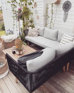 Best Sale Beliani 5-Istuttava Ulkosohvaryhma Akaasia Musta Alcamo