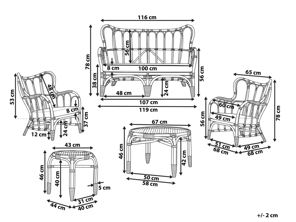 Ulkokalusteet<Beliani 4-Istuttava Ulkosohvaryhma Rottinki Luonnonvari Brindisi