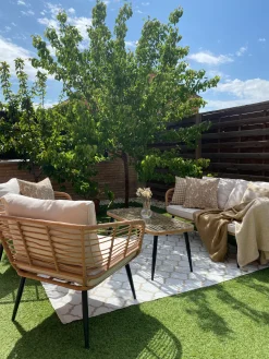 Ulkokalusteet<Beliani 4-Istuttava Ulkosohvaryhma Polyrottinki Luonnonvari Corinth Ii