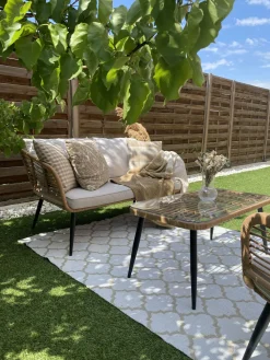 Ulkokalusteet<Beliani 4-Istuttava Ulkosohvaryhma Polyrottinki Luonnonvari Corinth Ii