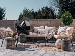 Ulkokalusteet<Beliani 4-Istuttava Ulkosohvaryhma Polyrottinki Luonnonvari Corinth Ii