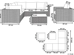 Ulkokalusteet<Beliani 6-Istuttava Ulkosohvaryhma Polyrottinki Oikeak. Ruskeanharmaa Contare