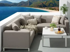 Cheap Beliani 5-Istuttava Ulkosohvaryhma Kangas Vasenk. Ruskeanharmaa Belize