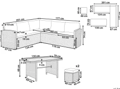 Fashion Beliani 5-Istuttava Ulkosohvaryhma Polyrottinki Ruskeanharmaa Bardi